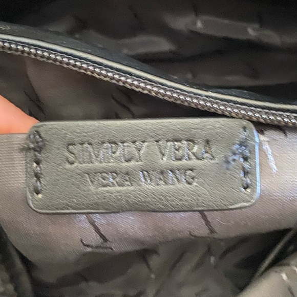 Simply Vera Wang Buena Black Faux Leather Shoulder Bag Satchel - Picture 11 of 12